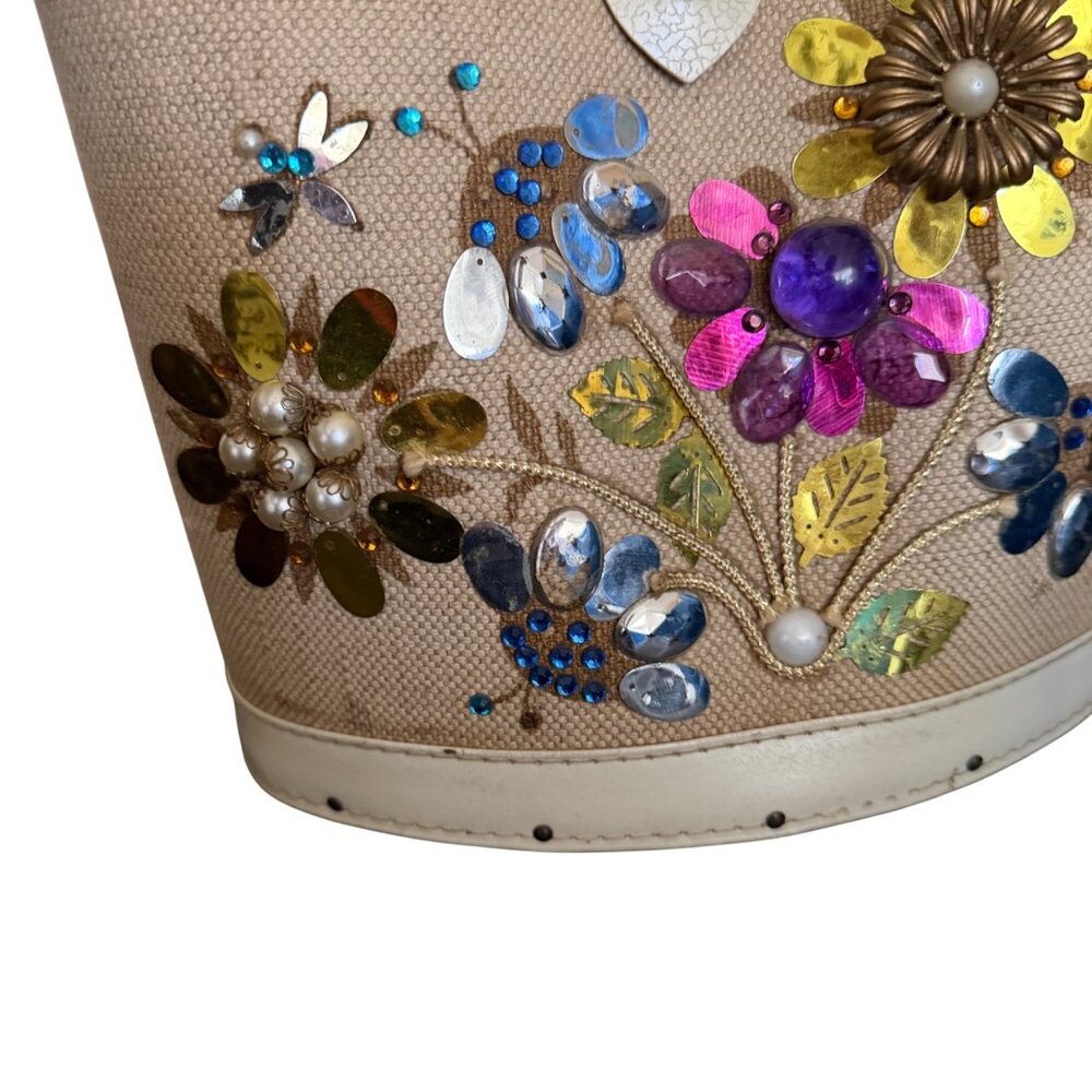Vintage Floral Handbag With Top Lock Closure - Picture 4 of 8